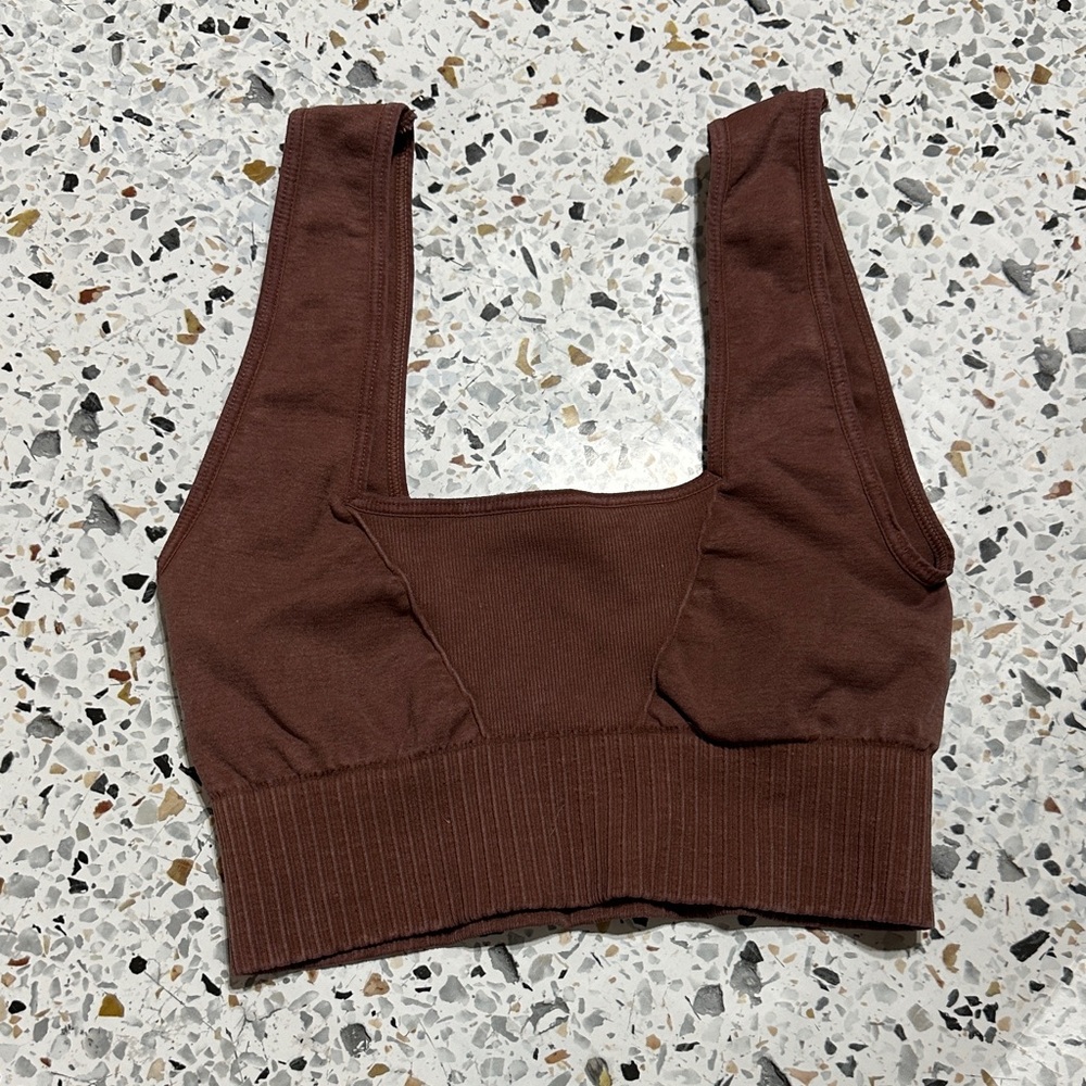 Free People Movement Good Karma Square Neck Sports Bra Brown XS/S Seamless